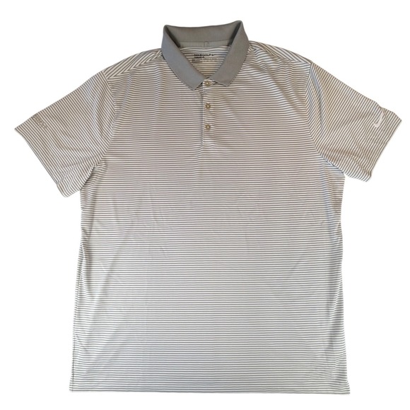 Nike Golf Polo Shirt Mens XXL Tall Gray Striped Dri Fit Short Sleeve Performance - Picture 3 of 6